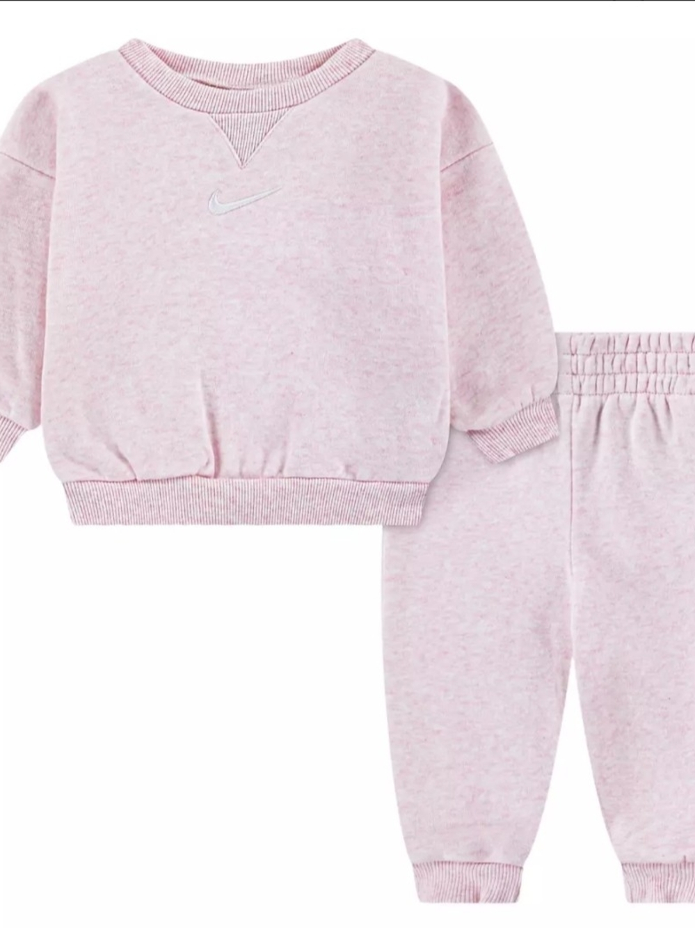Nike Light Pink Heather Crewneck Sweatshirt & Joggers Set